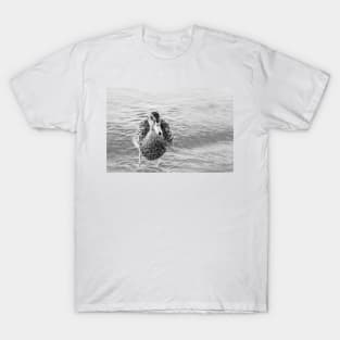 Cute Funny Duck Portrait Black and White T-Shirt